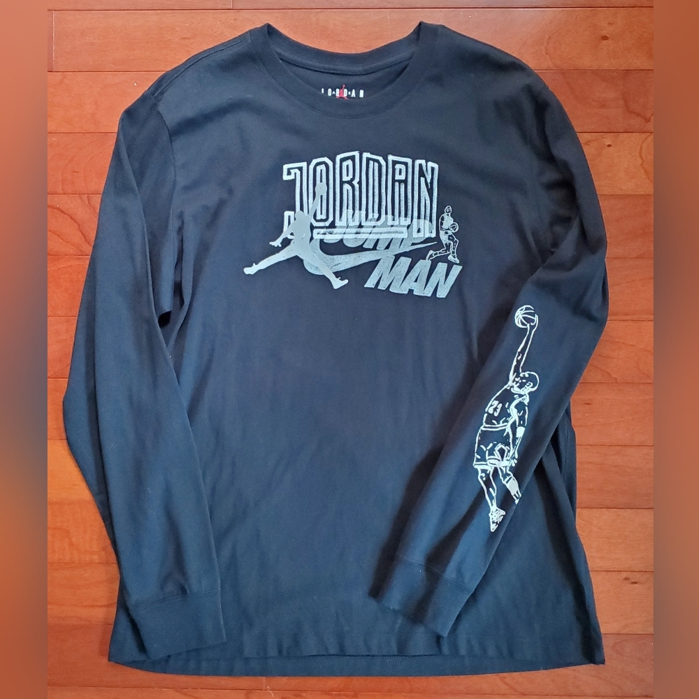Jordan Black Graphic Long Sleeve Tee Size XL